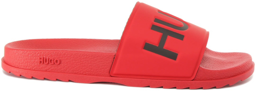 Hugo Match Sliders In Red Black For Men