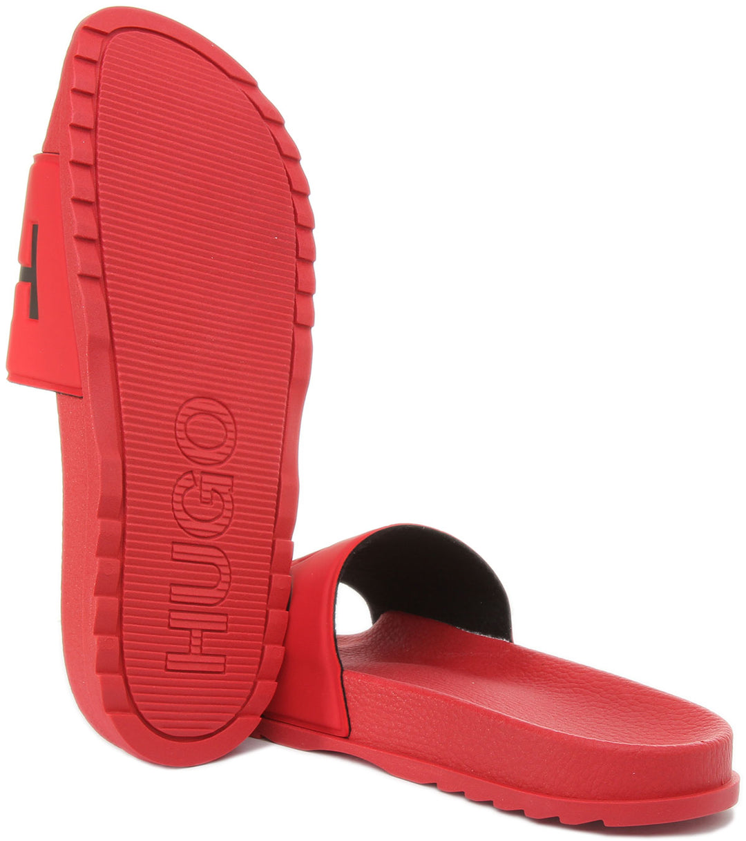 Hugo Match Sliders In Red Black For Men