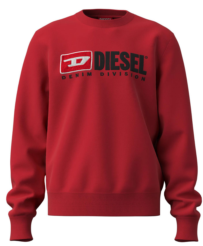 Diesel SGinn Division Felpa in cotone da uomo in rosso nero