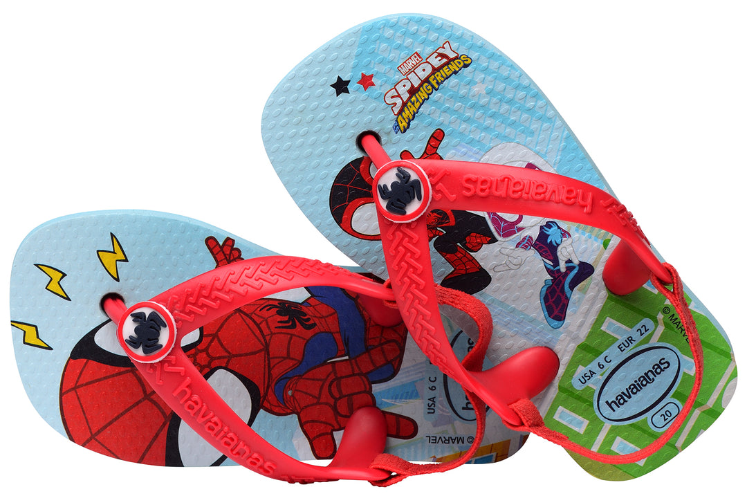 Havaianas Baby Marvel Sandalia de dedo con estampado de Spiderman para niños en rojo azul