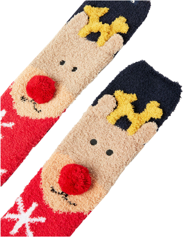 Joules Striking Confezione da 3 calzini con stampa di cane da in rosso multi