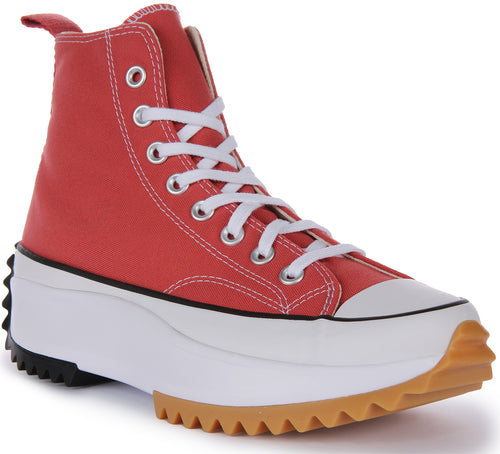 Converse Run Star Hike Hi Zapatillas de lona con cordones y plataforma para en rojo blanco