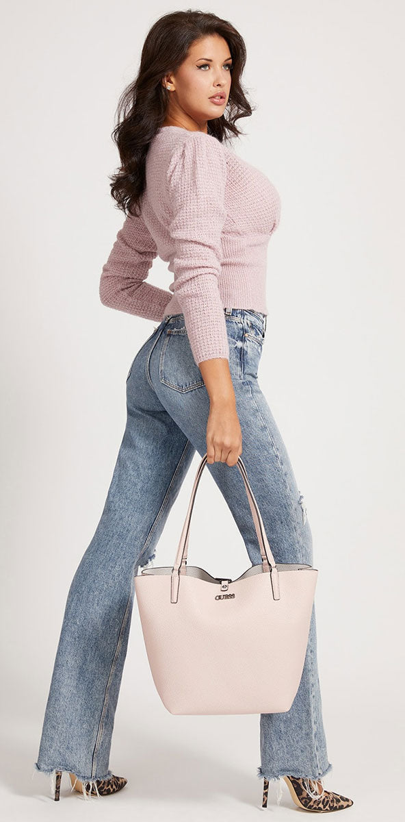 Guess Alby Frauen Synthetik Shopper Handtasche Mit Pochette Rose