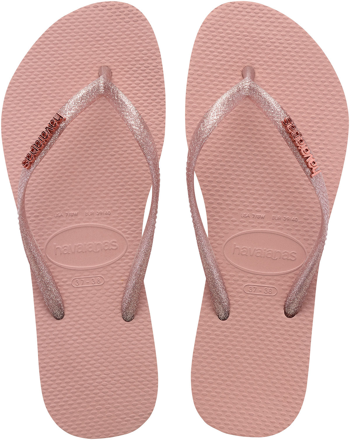 Havaianas Slim Logo Metal In Rose For Women Flip Flop Sandals 4feetshoes