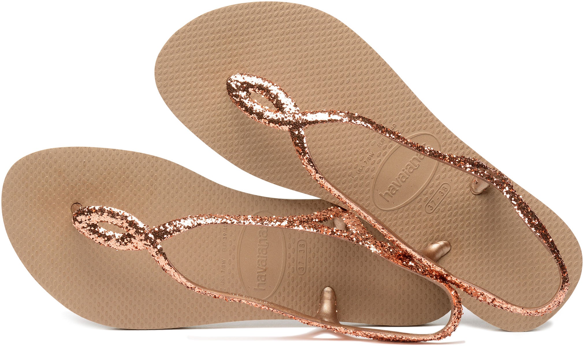 Havaianas Luna Premium II Sandales paillettes avec bride arri re pour femmes en rose