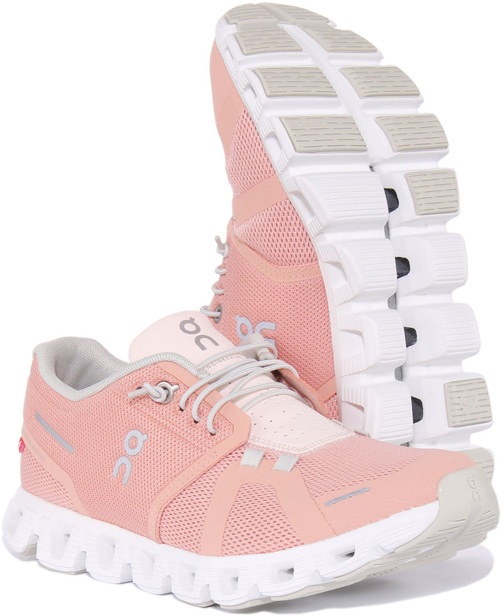 On Running Cloud 5 Zapatillas de running de malla con rápido cordones para mujer en rosa