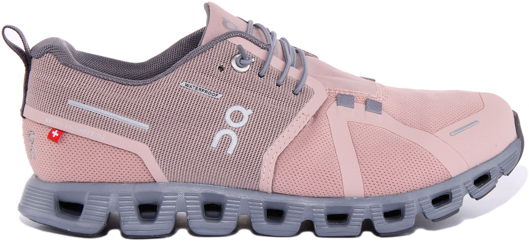 On Running Cloud 5 Waterproof Zapatillas de correr con cordones para mujer en rosa