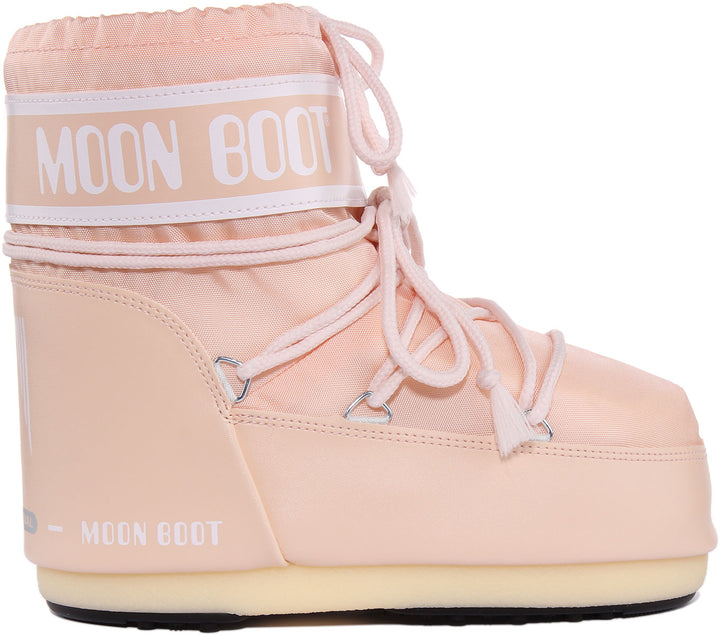Moon Boot Classic Low Bota de nailon icono bajo para mujer en rosa