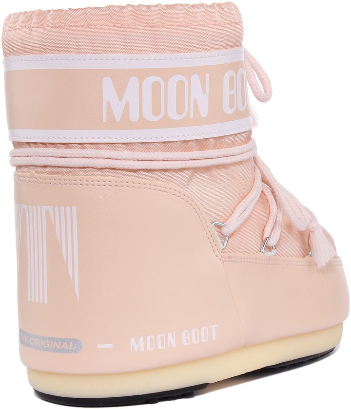 Moon Boot Classic Low Bottes en nylon basse icône pour femmes en rose