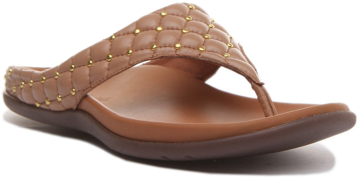 Strive Fiji Sandale en cuir pour femme à bout postérieur avec chic brillant en or rose