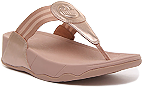 FitFlop Walkstar Sandale en cuir pour femme avec bout en rose or