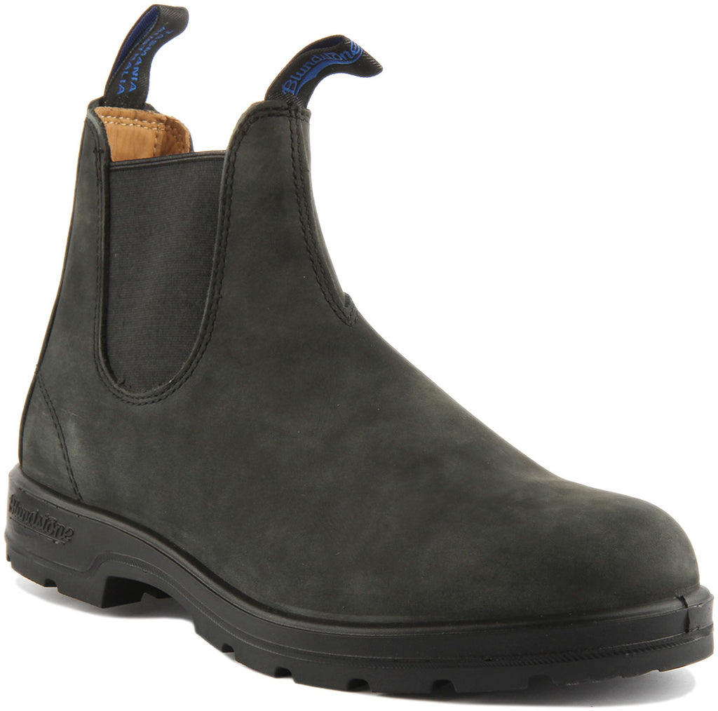 Blundstone 1478 In Rustic Black Grey Chelsea Pull on Ankle Boots