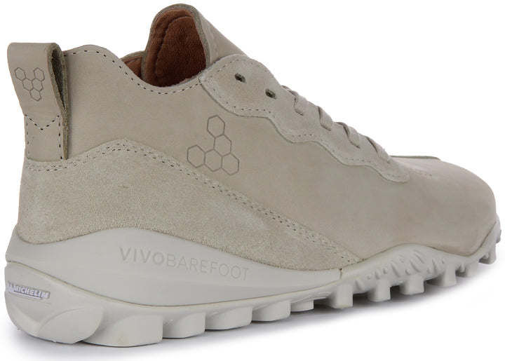 Vivobarefoot Novus Mid Baskets à lacets en cuir chromé free bio pour femmes en sable 