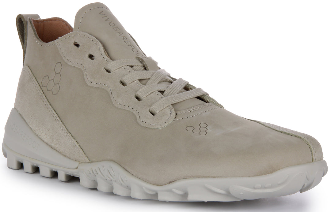 Vivobarefoot Novus Mid Herren Schnürung Chrom Frei Bio Leder Turnschuhe Sand 