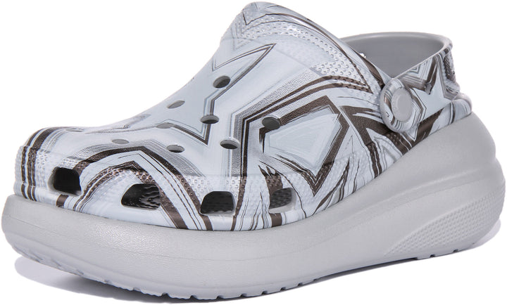 Crocs Classic Crush Disco Sandalo con piattaforma a zoccolo per in argento