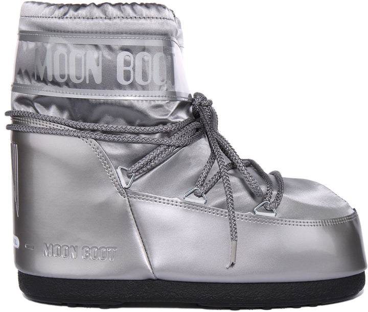 Moon Boot Glance, stivaletti in tessuto per donne, argento
