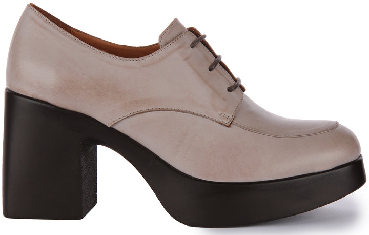 JUSTINREESS Rylan Chaussures Oxford en cuir à lacets pour femmes en pierre
