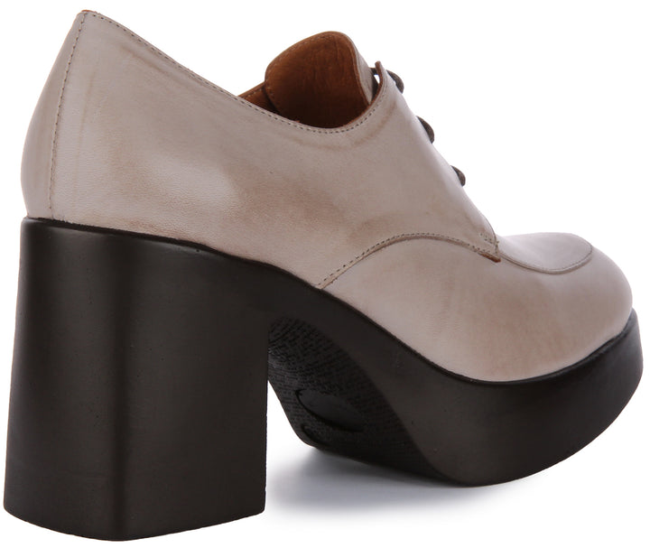 JUSTINREESS Rylan Chaussures Oxford en cuir à lacets pour femmes en pierre