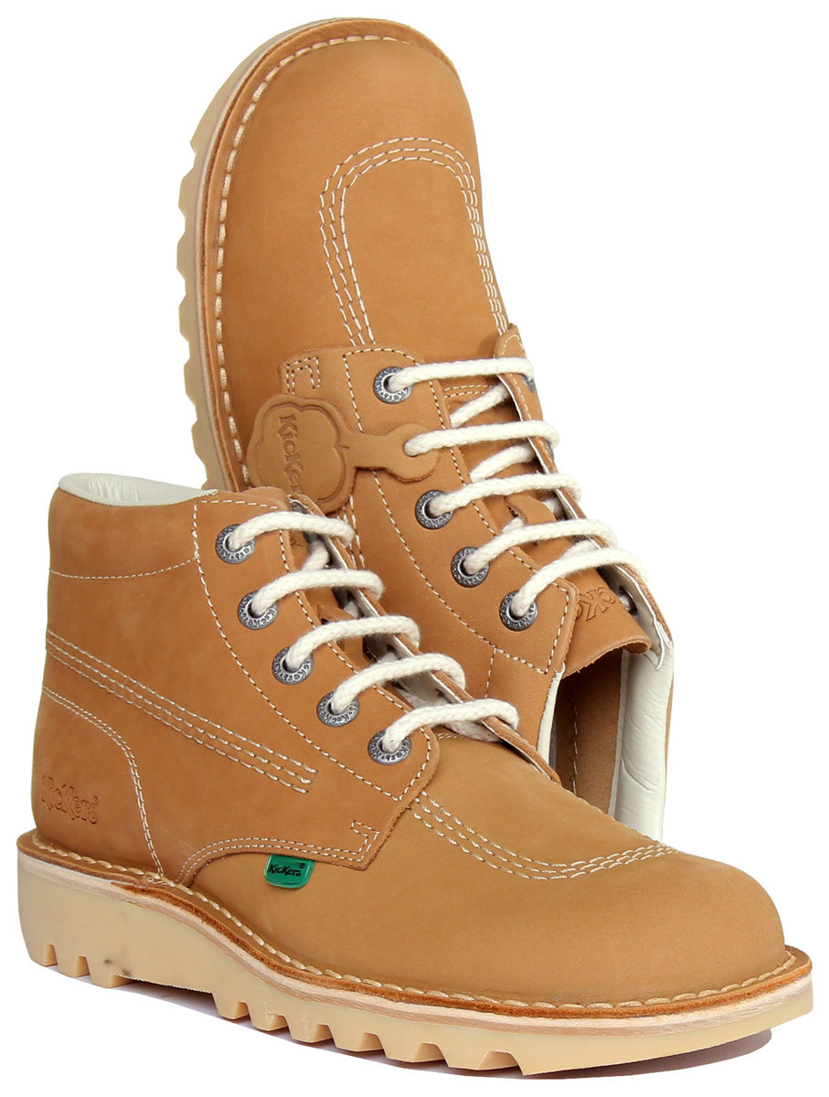 Kickers Kick Hi M Botín de piel con cordones para hombre en tostado