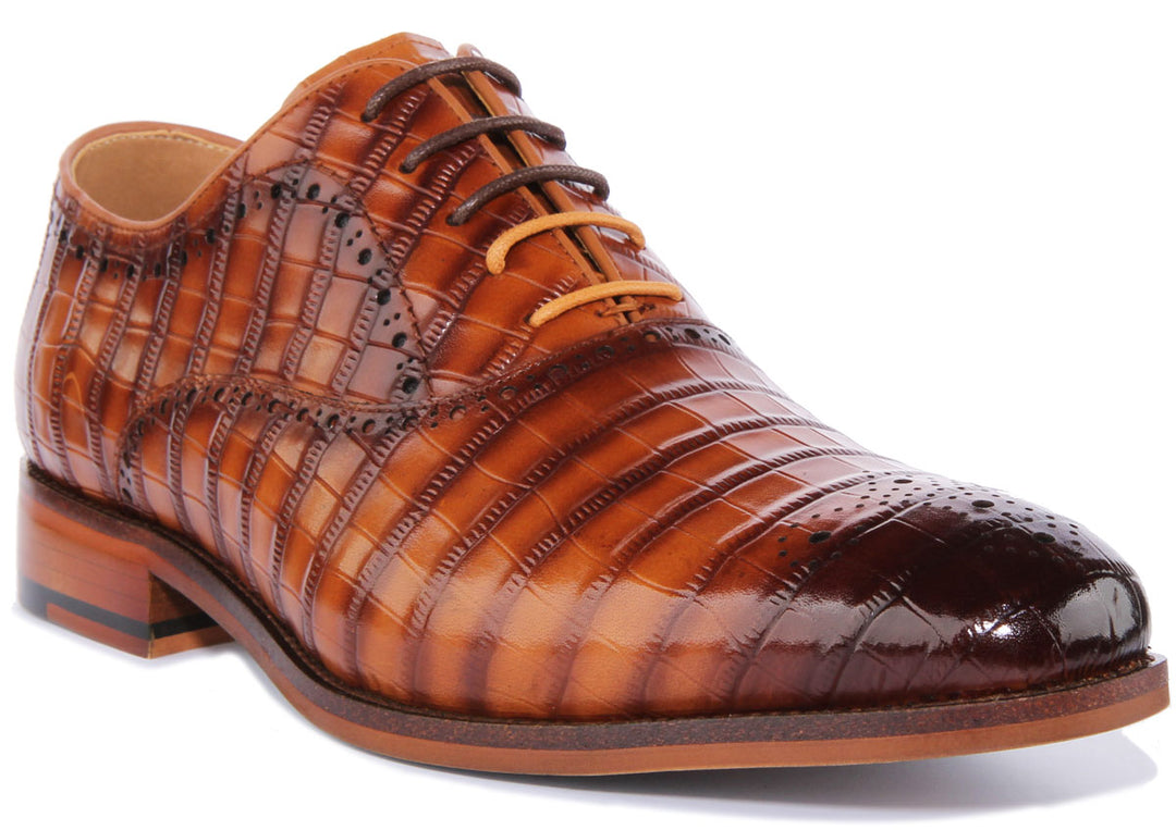 JUSTINREESS ENGLAND Herren Brogues mit Schnürung in Hellbraun