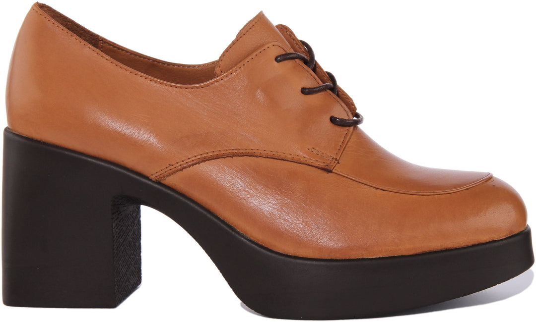 JUSTINREESS Rylan Chaussures Oxford à lacets en cuir pour femmes en tan