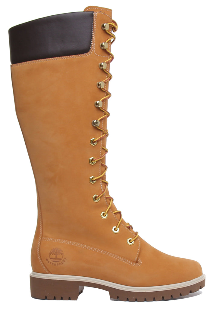 Timberland Tall 14 Inch Lace Up Boots In Wheat For Women