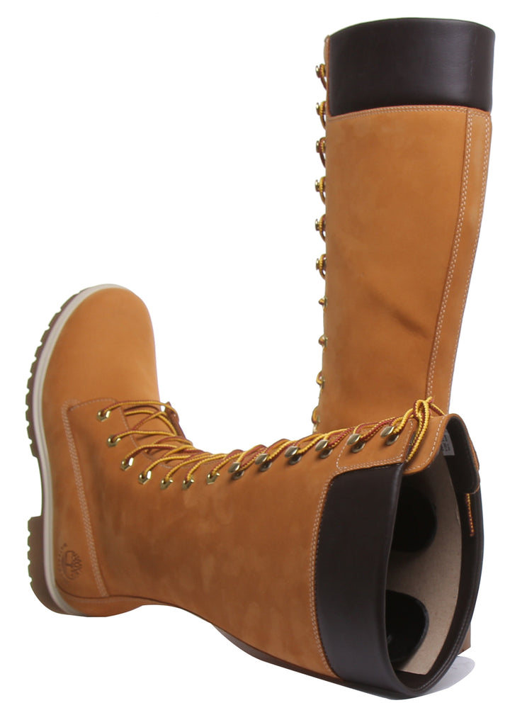 Timberland Tall 14 Inch Lace Up Boots In Wheat For Women