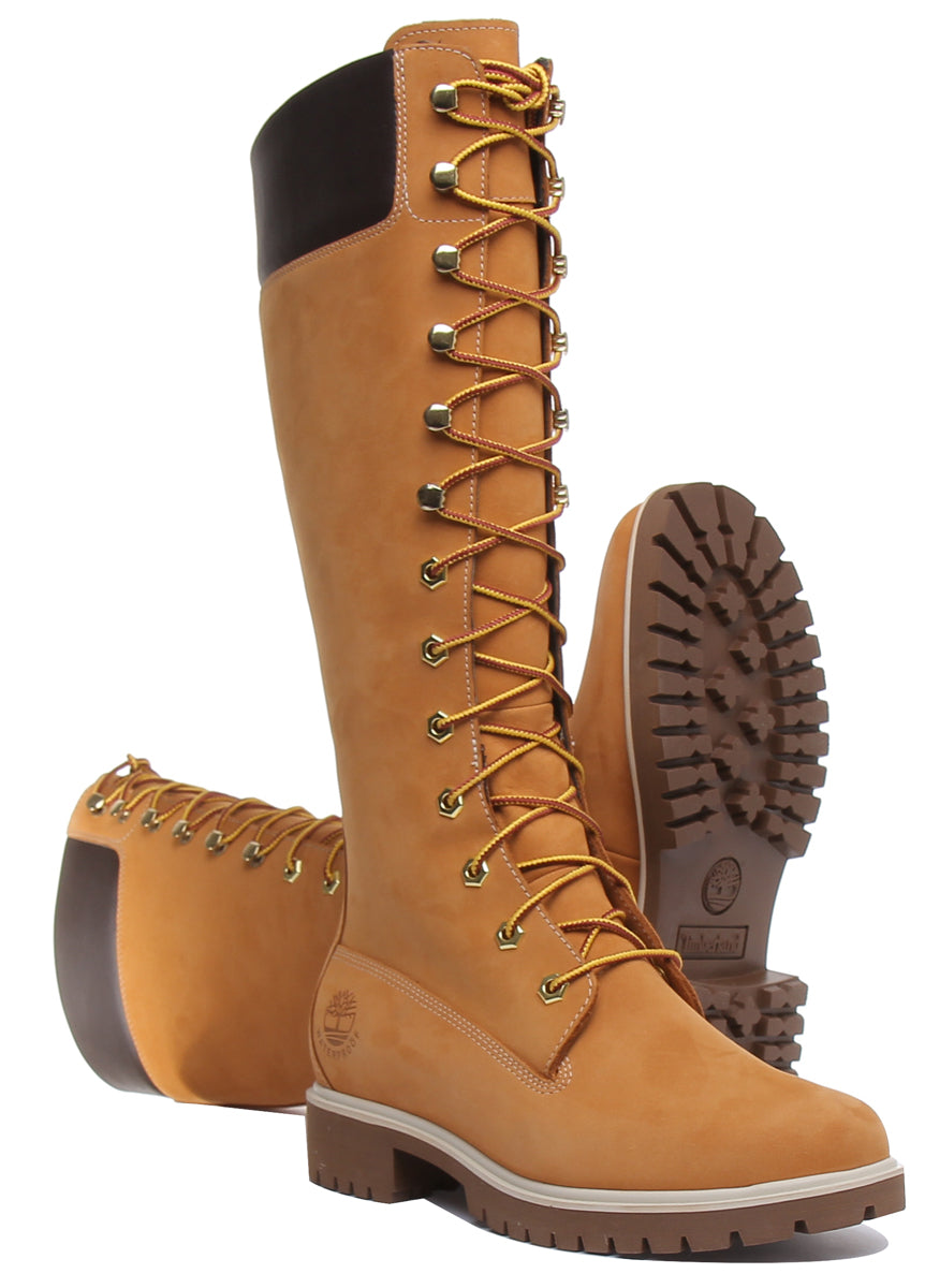 Timberland Tall 14 Inch Lace Up Boots In Wheat For Women – 4feetshoes