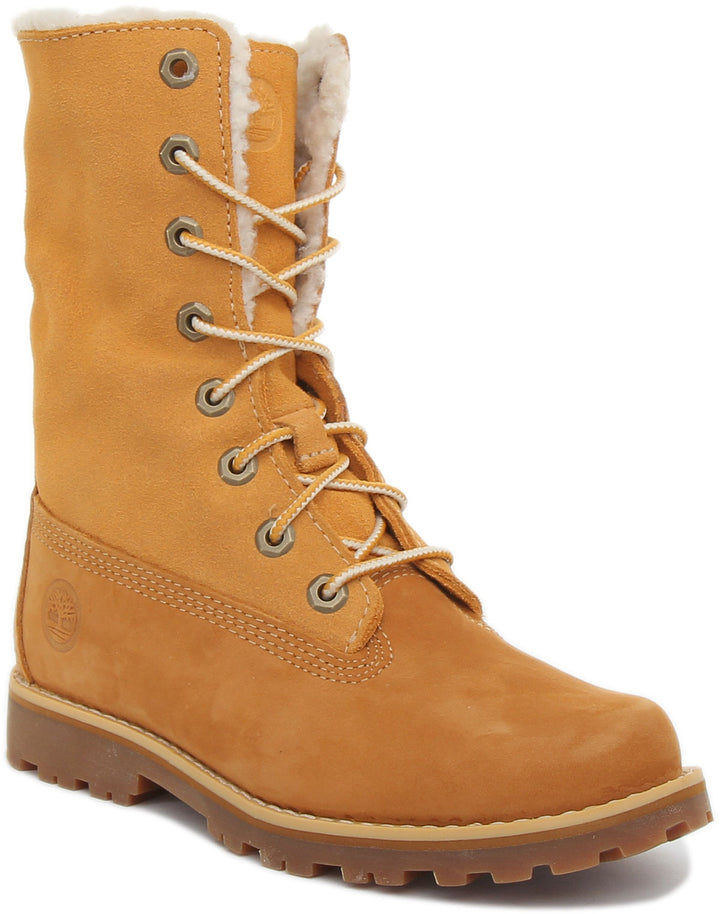 Timberland 2236B 6inch Fold Down Fur In Wheat For Kids