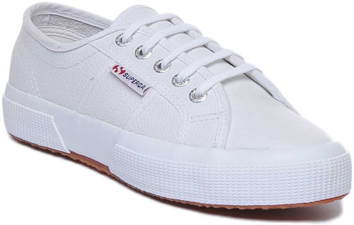 Superga 2750 EFGLU Zapatillas de cuero con cordones para hombre en blanco