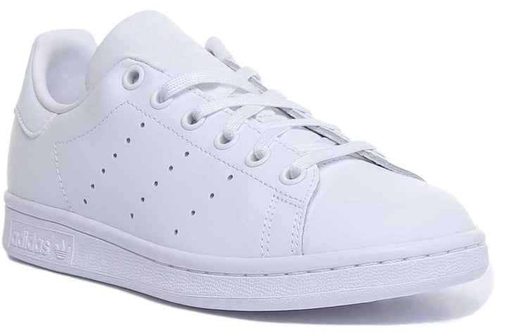 Adidas Stan Smith J Lace Up Leather Trainers In White For Youth