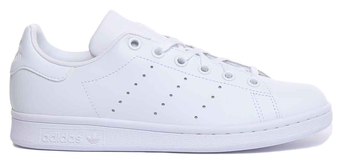 Adidas Stan Smith J Zapatillas de cuero con cordones para ninos en neg 4feetshoes