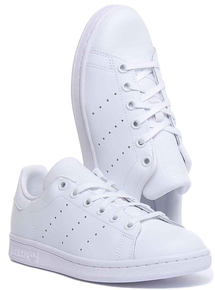 Adidas Stan Smith J Lace Up Leather Trainers In White For Youth