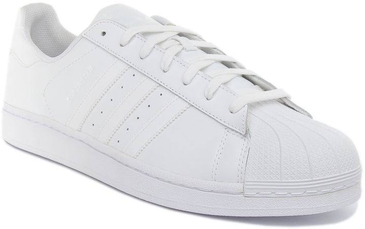 Adidas Superstar Lace Up Leather Trainers In White For Men