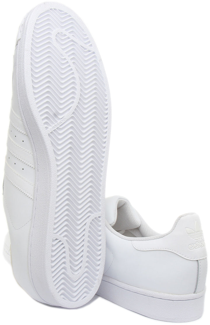 Adidas Superstar Lace Up Leather Trainers In White For Men