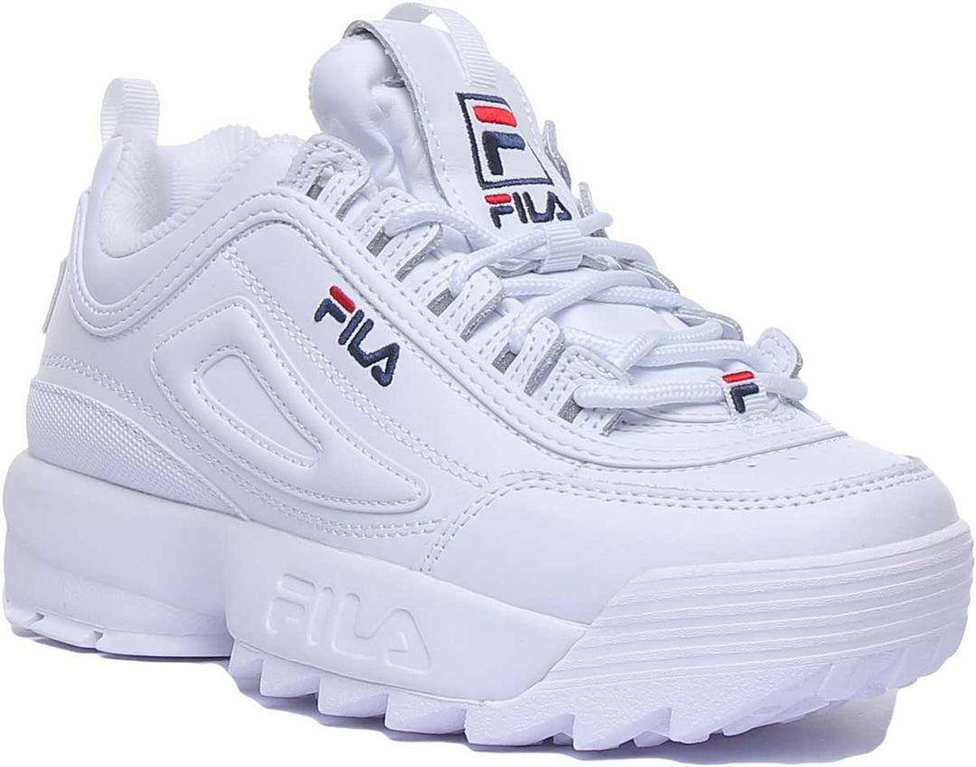 FILA Disruptor II Kid's Premium Casual Shoes White Navy Red NEW