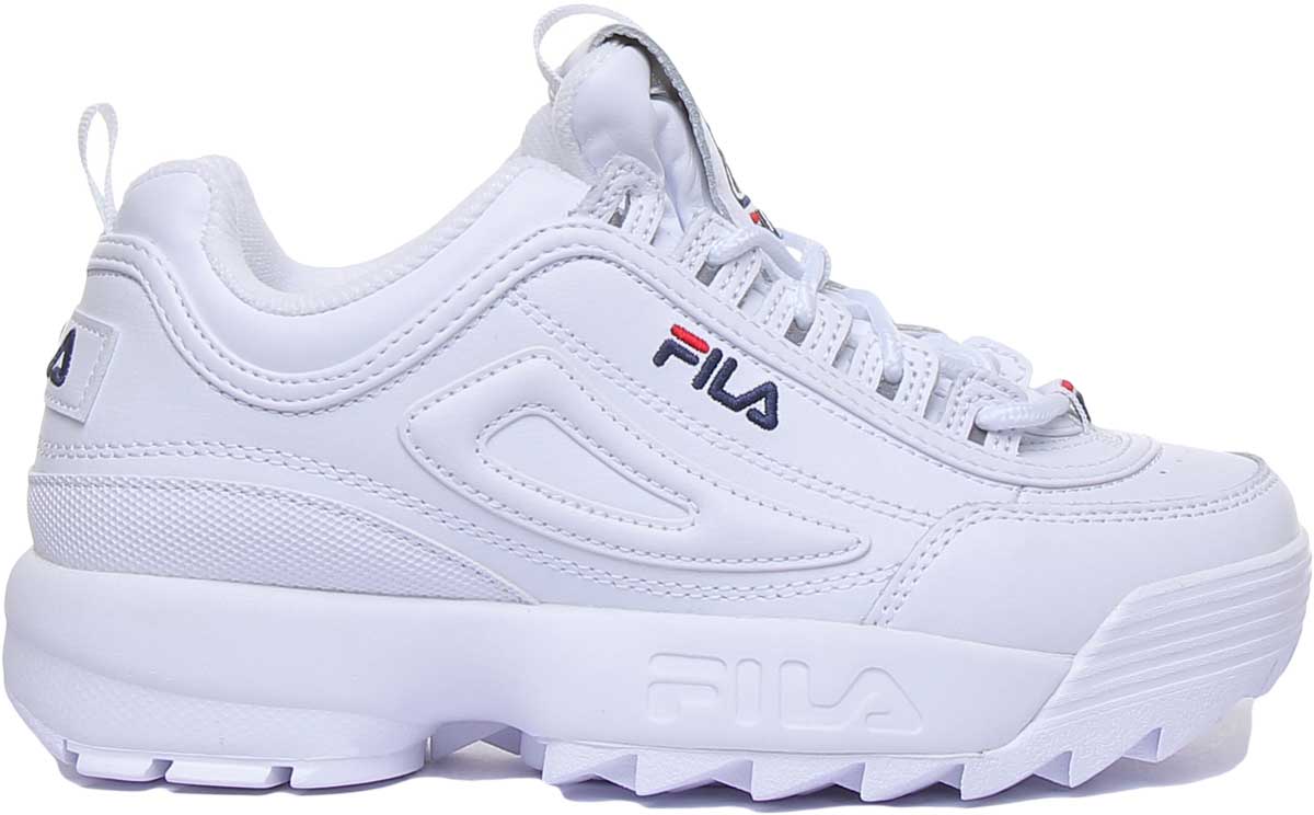 Fila Disruptor 2 Premium en blanco Entrenador de plataforma grueso con ataque 4feetshoes