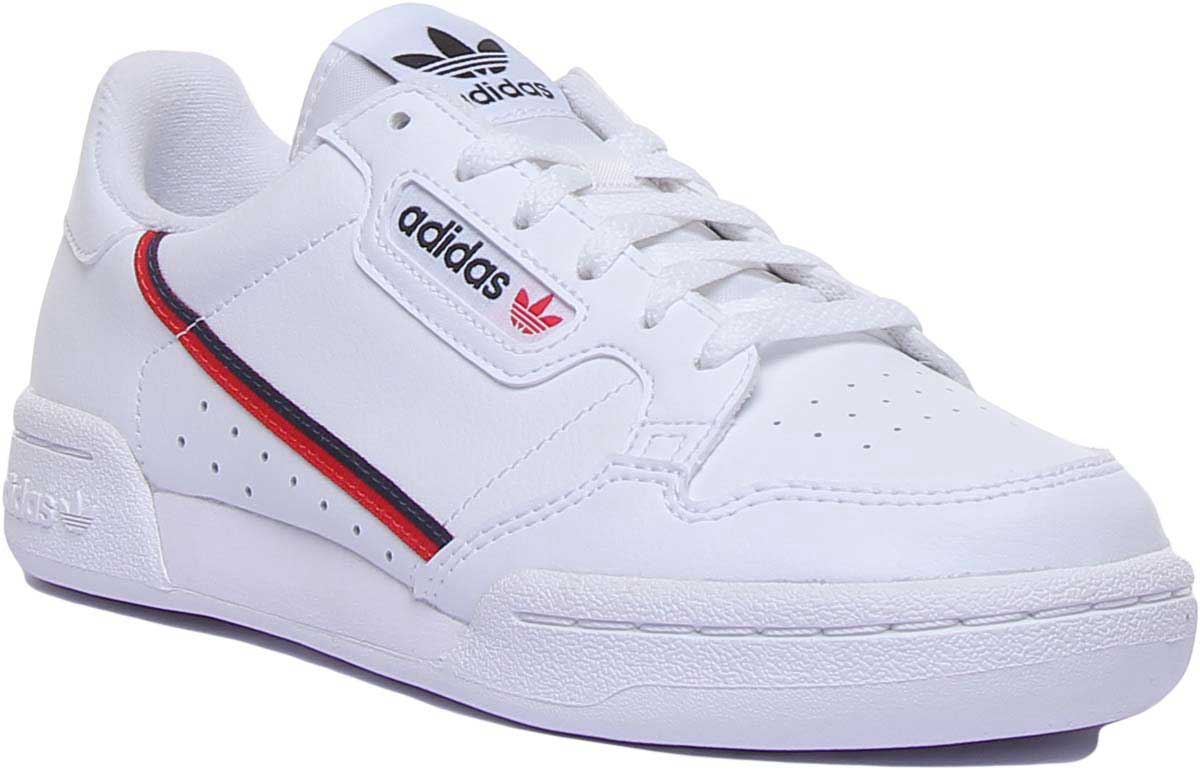 Adidas Continental 80J Leather Trainers In White For Youth Lace