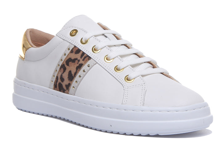 Geox Pontoise In White Leopard For Womens