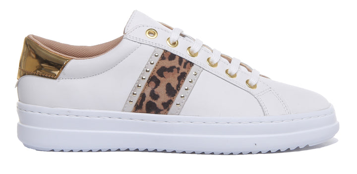 Geox Pontoise In White Leopard For Womens