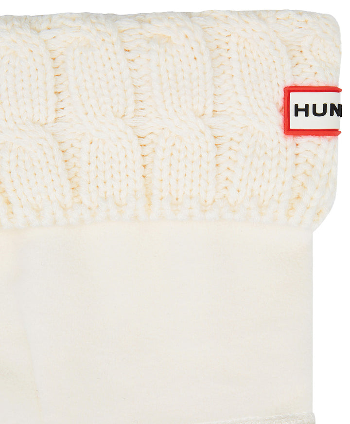 Hunter Original Calze da stivale alte con polsino a sei punti in maglia a cavo da donna in bianco