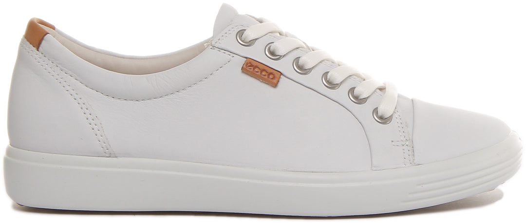 Ecco Soft In White For Women Comfort Lace up Casual Trainers –  4feetshoes
