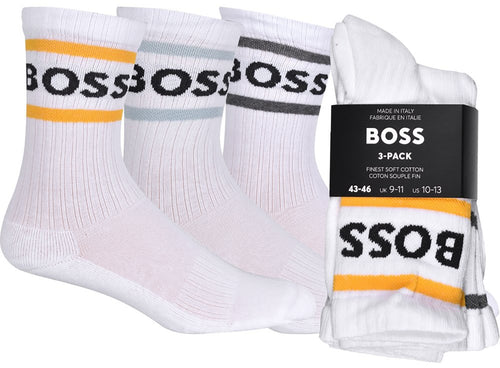 Boss Set di 3 calzini in cotone da uomo in bianco