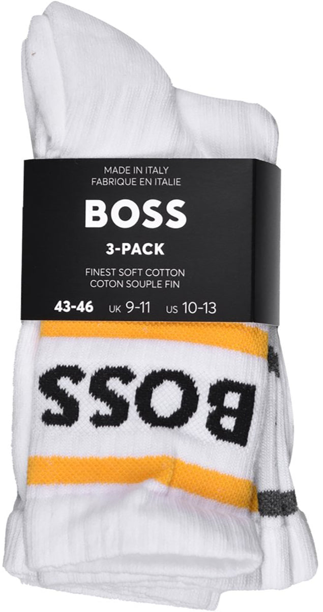 Boss Herren 3er Set Baumwolle Schuh Socken Weiß