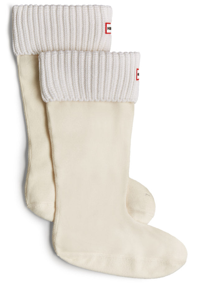 Hunter Half Cardigan Hohe Stiefel Socken Weiß