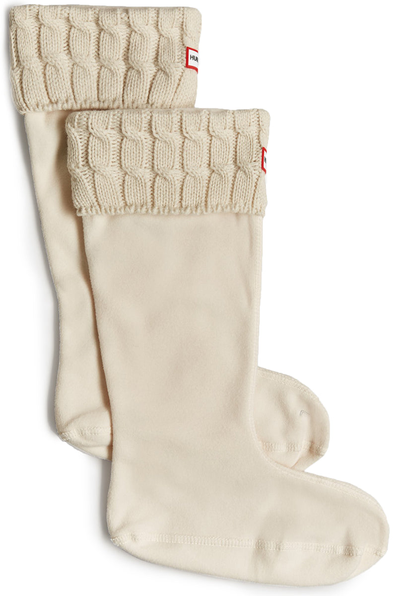 Hunter Chaussettes de bottes hautes à revers câblés à 6 mailles poures en blanc