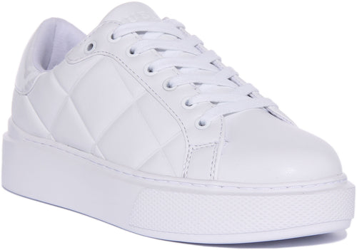 Guess Hilan Quilted Trainers In White For Women