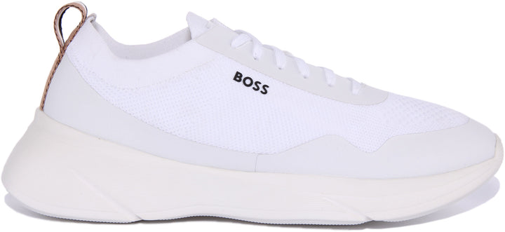 Boss Dean Runner Knit In White For Men