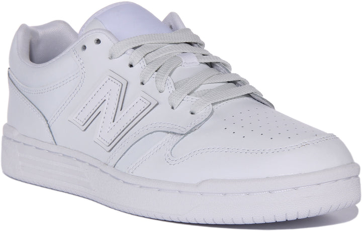 New Balance BB480L3W Herren Klassiker Schnürung Leder Retro Turnschuhe Weiß