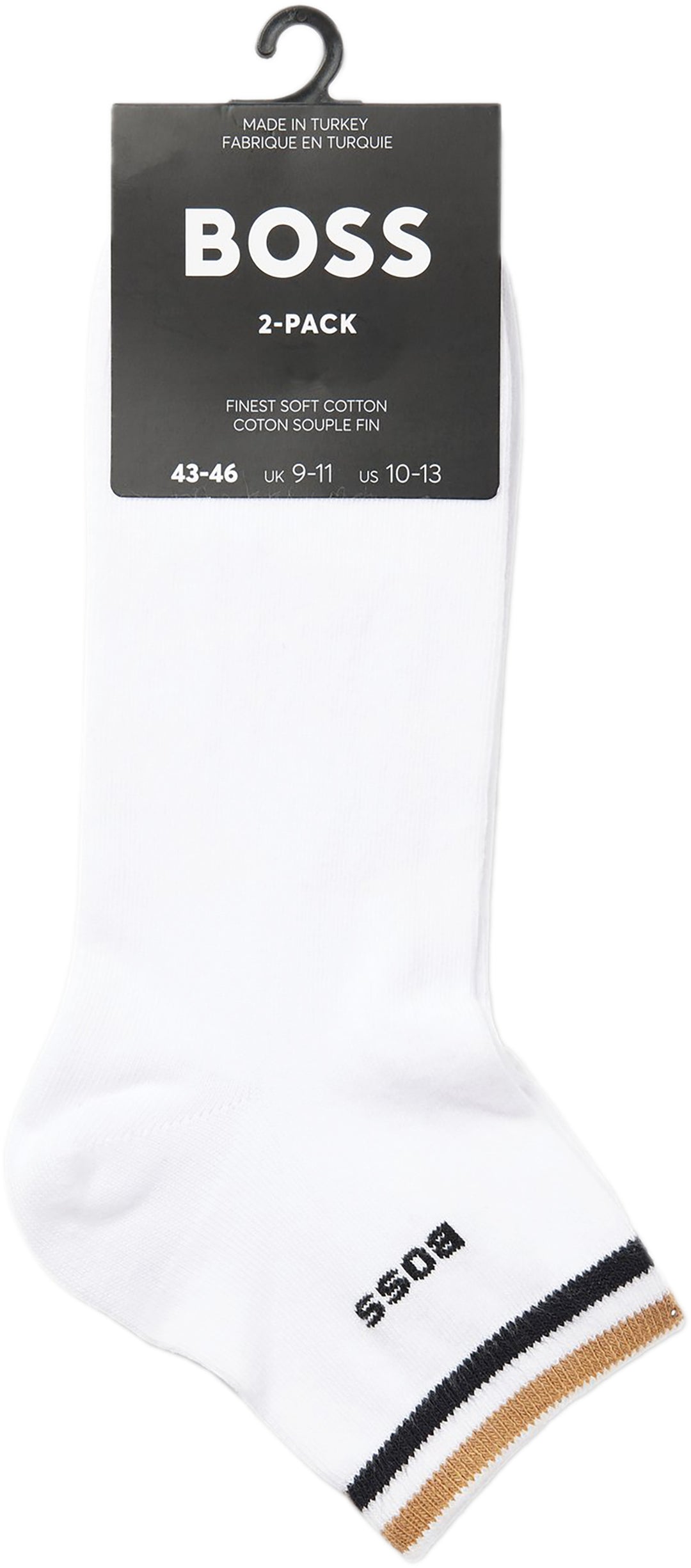 Boss 2P SH Stripe CC Chaussettes en coton pour hommes en blanc